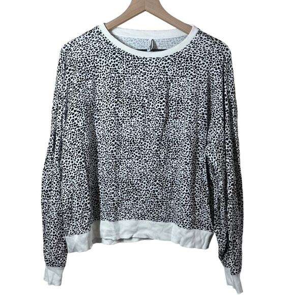 Z Supply White Black Leopard Pullover Sweatshirt Size Medium Cozy - Picture 2 of 9